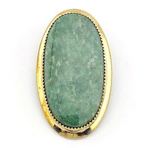 Connemara Irish Jade Gold Filled Pendant Converts to Pin Brooch Vintage Oval